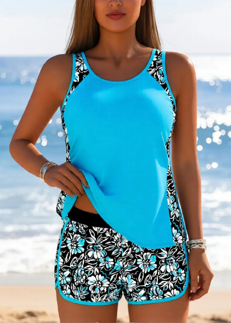 Two Piece Bathing Suits with Sporty Pockets Swim Shorts