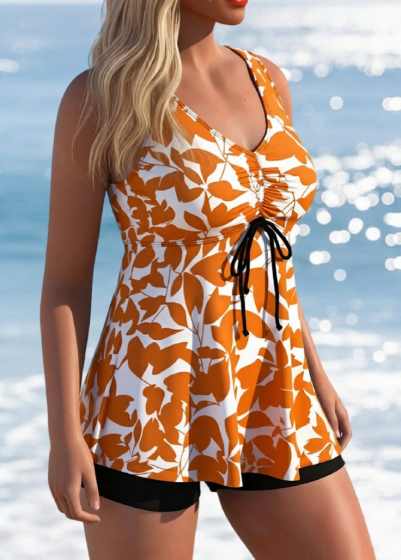 Tummy Coverage Floral Print  Tankini Set