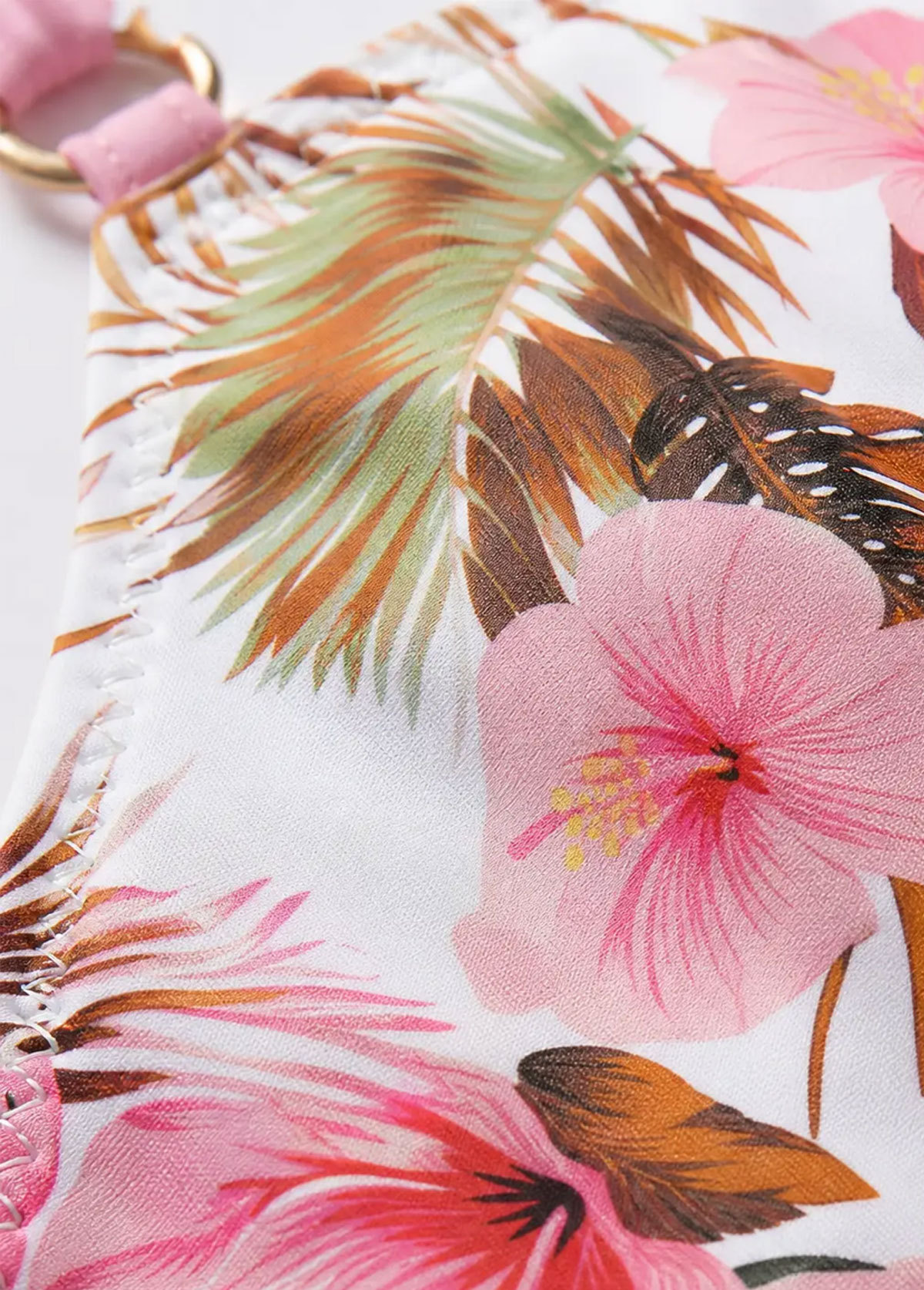 Knot Front Pink Floral One Piece Swimsuit