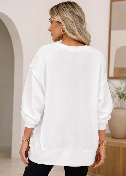 Skeleton Coffee Cup Jack‑o‑Lantern Graphic Oversized Side Slit Sweatshirt