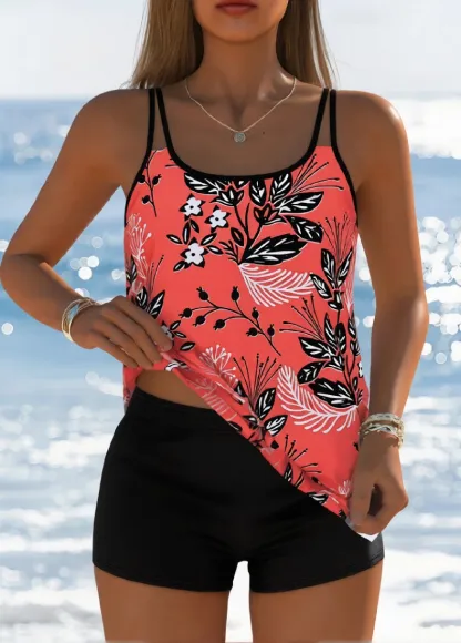  Mid Waisted Floral Print  Tankini Set