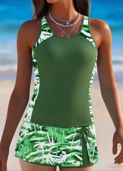 Tummy Coverage Floral Print Tankini Set