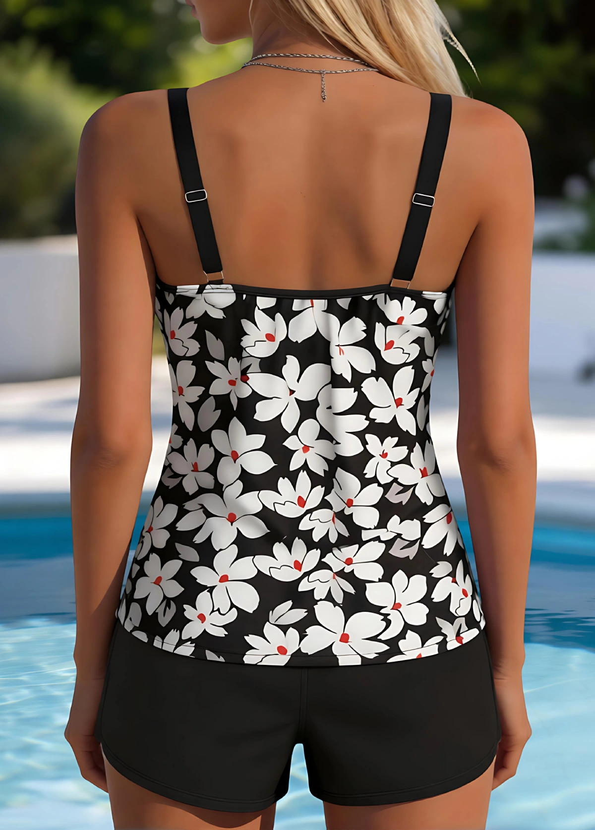Mid Waist  Floral Print Tankini Set 