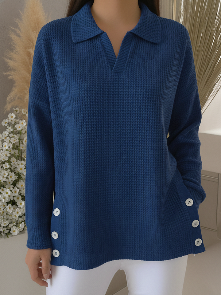  Casual Waffle Henry Collar Sweatshirt