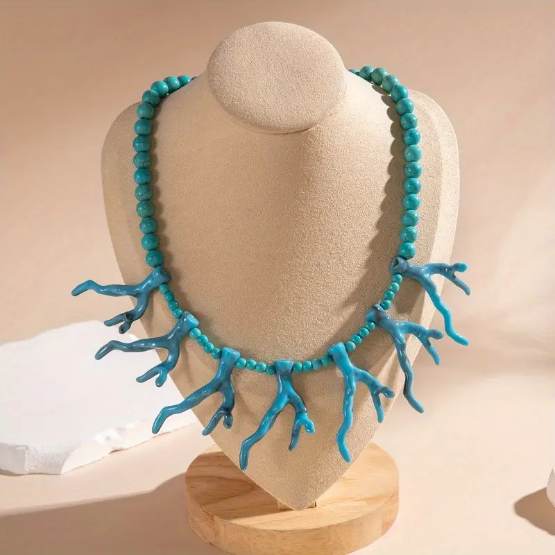 Handmade Bohemian Acrylic Coral Beaded Necklace