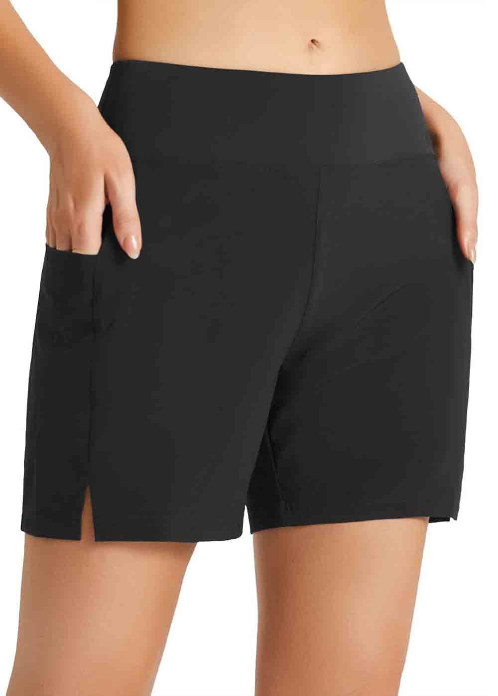 Pocket Detail Swim and Yoga High Waisted  Shorts