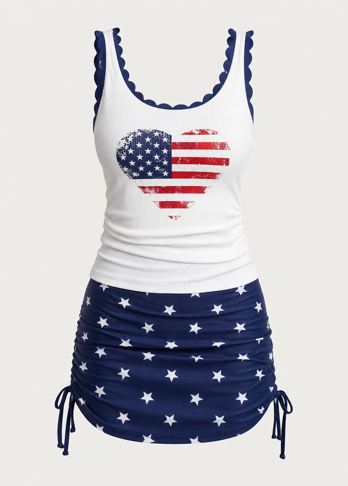 Mid Waisted Flag Print Tankini Set