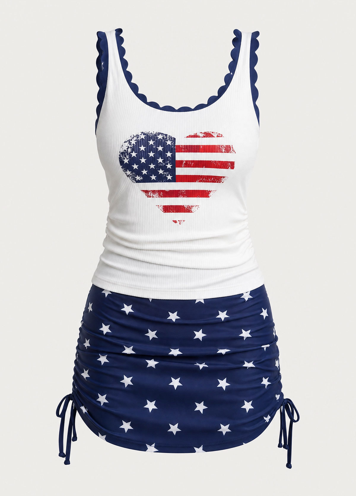 Mid Waisted Flag Print Tankini Set