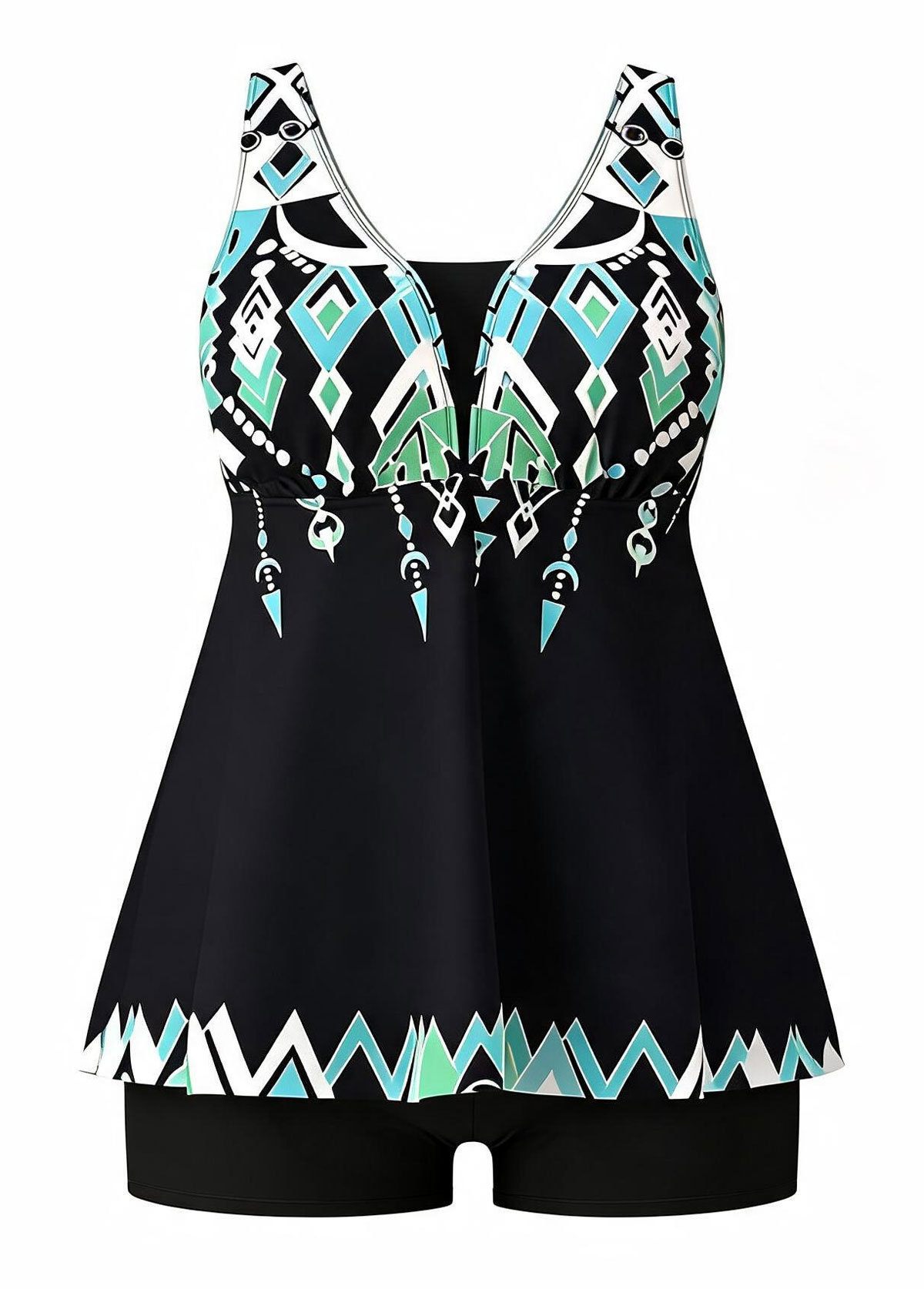 Geometric Print Flyaway Tankini Set