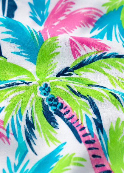 Palm Tree Plant Print Double Strap Scoop Neck Tankini Set 