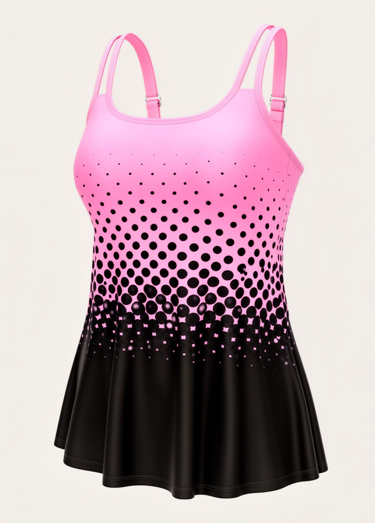 Pink Ombre Scoop Neck Flowy Tankini Set