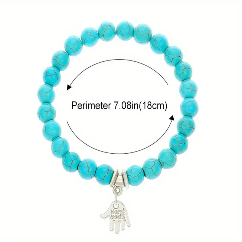 18pcs Bohemian Natural Turquoise Beaded Bracelet Sets 