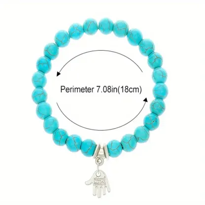 18pcs Bohemian Natural Turquoise Beaded Bracelet Sets 
