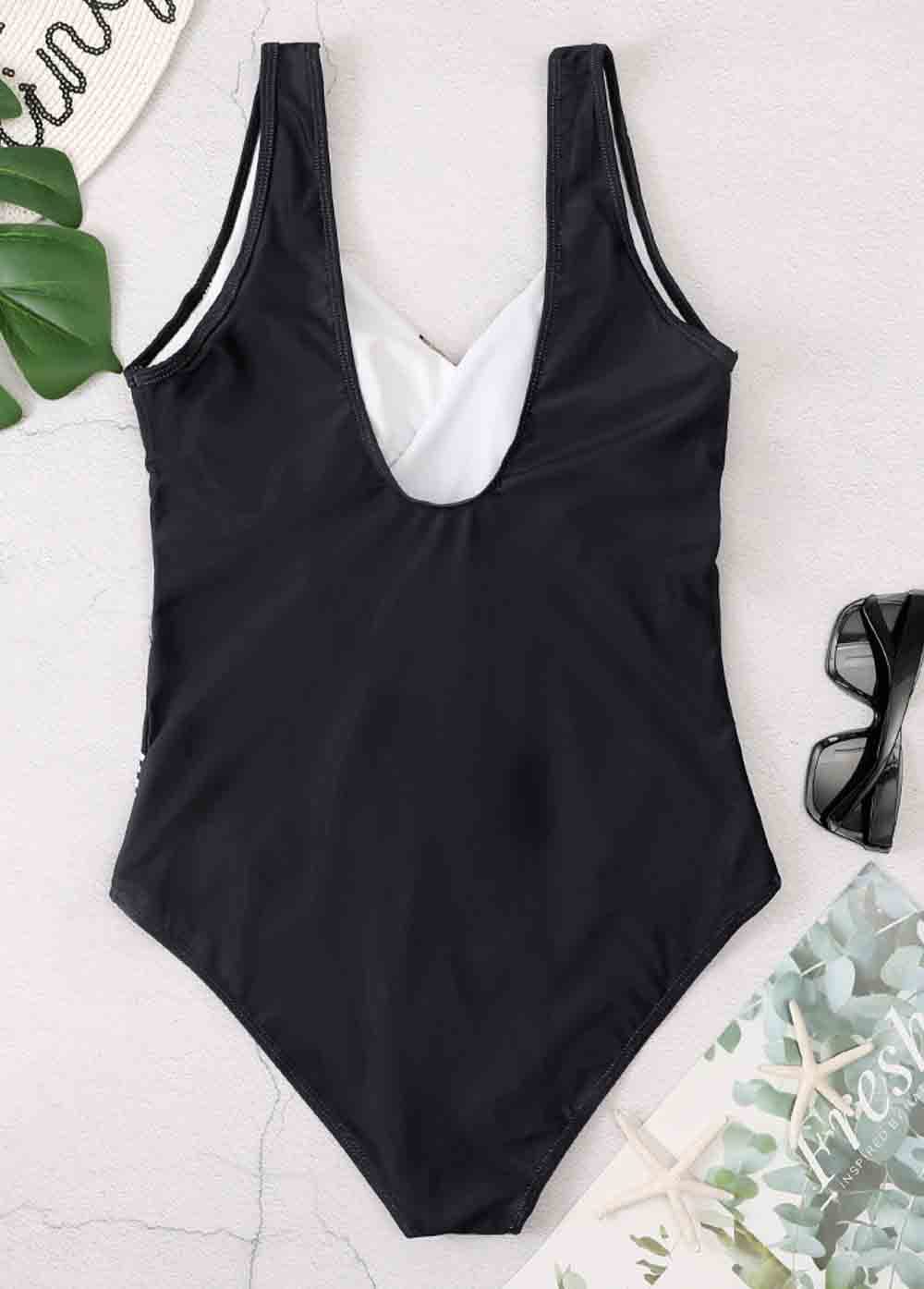 Boho Chic Color Block One Piece Swimsuit