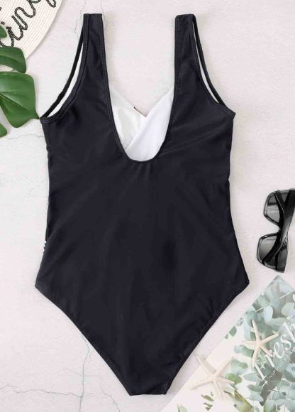 Boho Chic Color Block One Piece Swimsuit