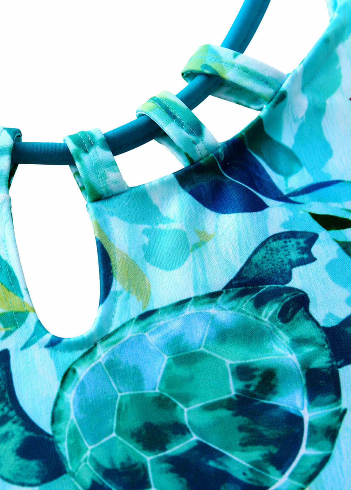 Ocean Turtle Print Adjustable Strap Tankini Set