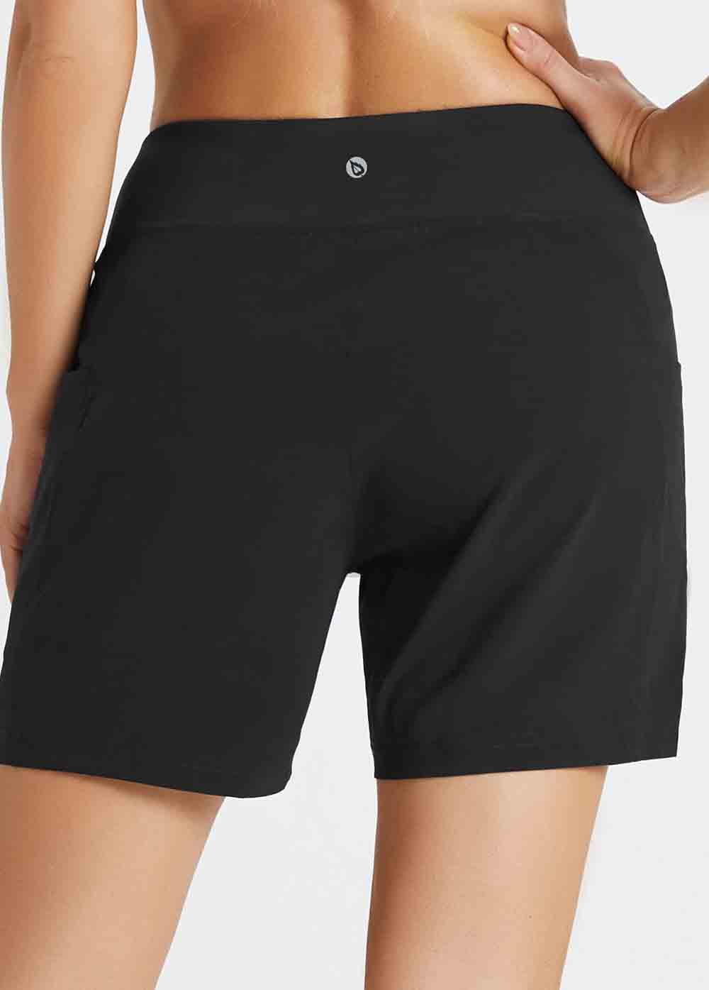 Pocket Detail Swim and Yoga High Waisted  Shorts