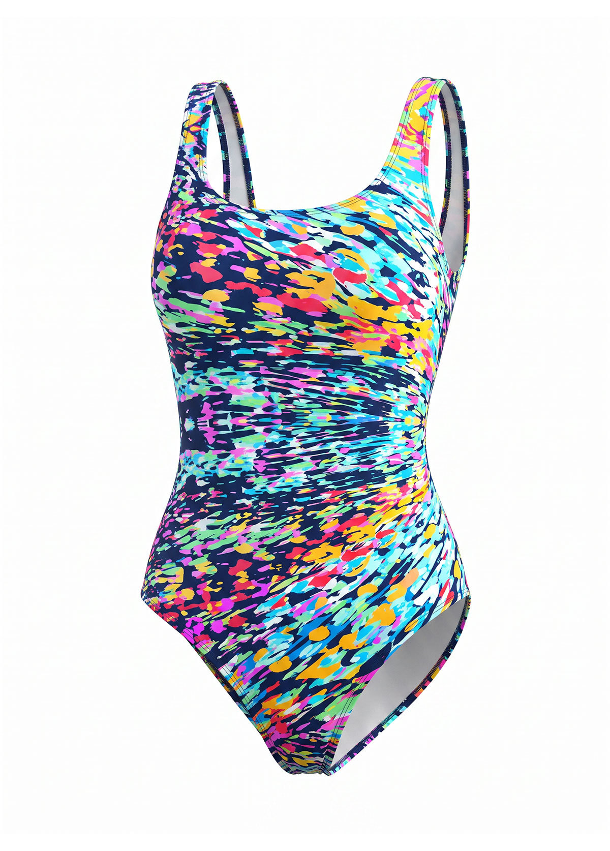 Multi Color Graphic Wrap Tummy Control Swimsuit