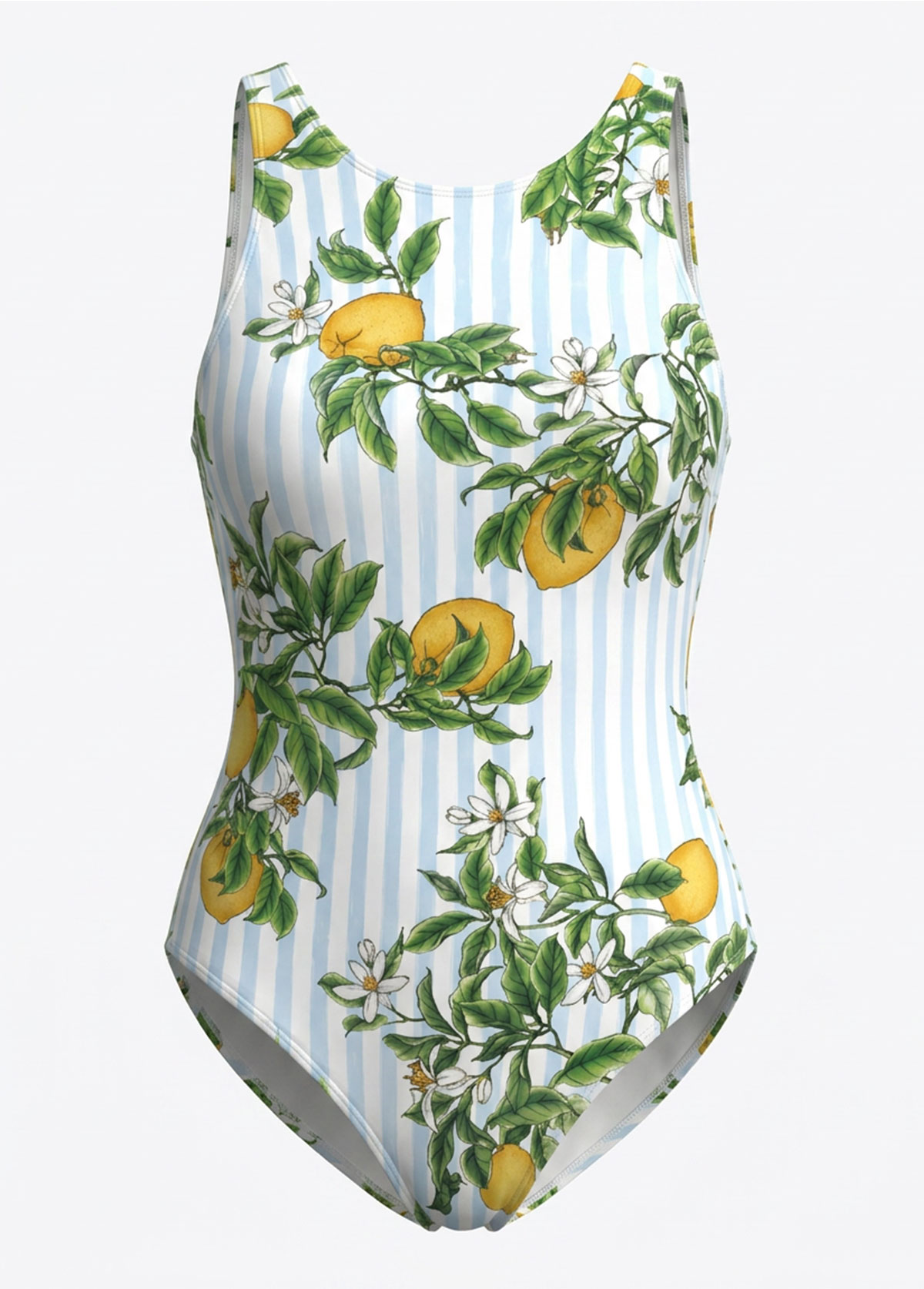 Striped Lemon Wrap Tummy Control Swimsuit