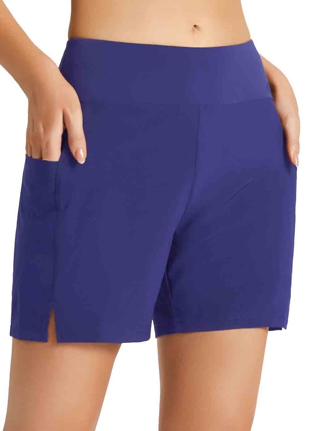 Pocket Detail Swim and Yoga High Waisted Shorts