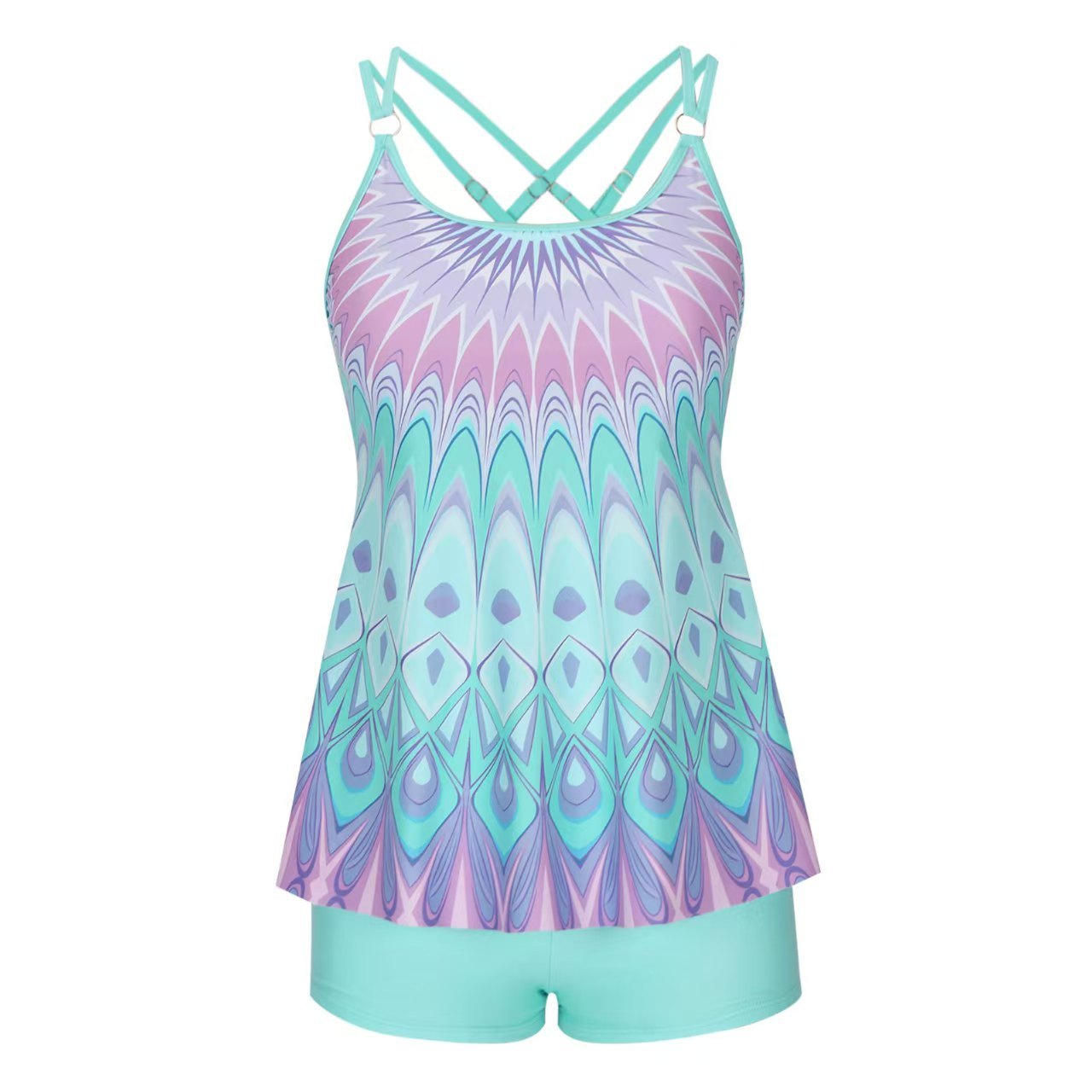 Circular Ring Geometric Print Swimdress Set