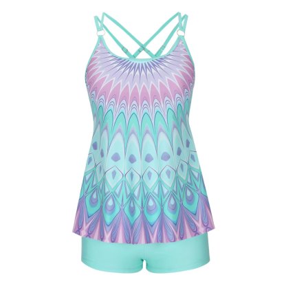 Circular Ring  Geometric Print Swimdress  Set