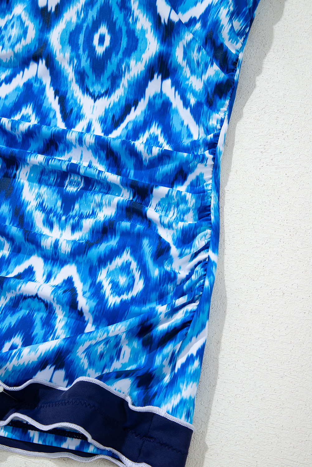 Abstract Print Frilled Trim Spaghetti Straps Tankini Set