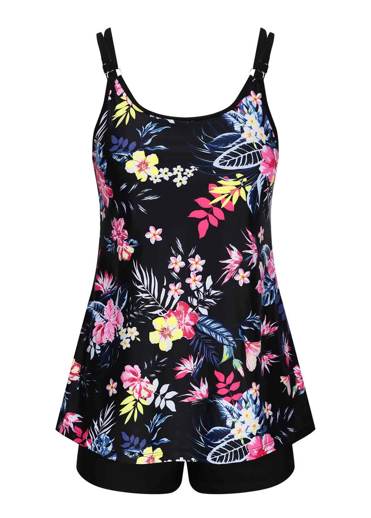 Metal Ring Blackish  Tankini  Set