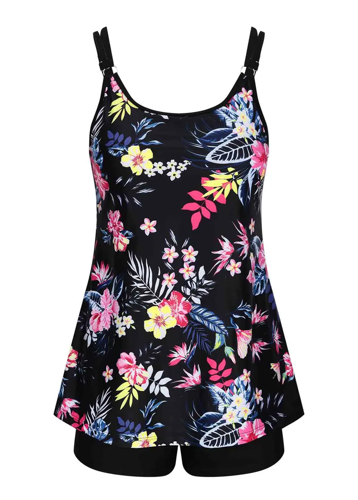 Metal Ring Blackish Tankini Set