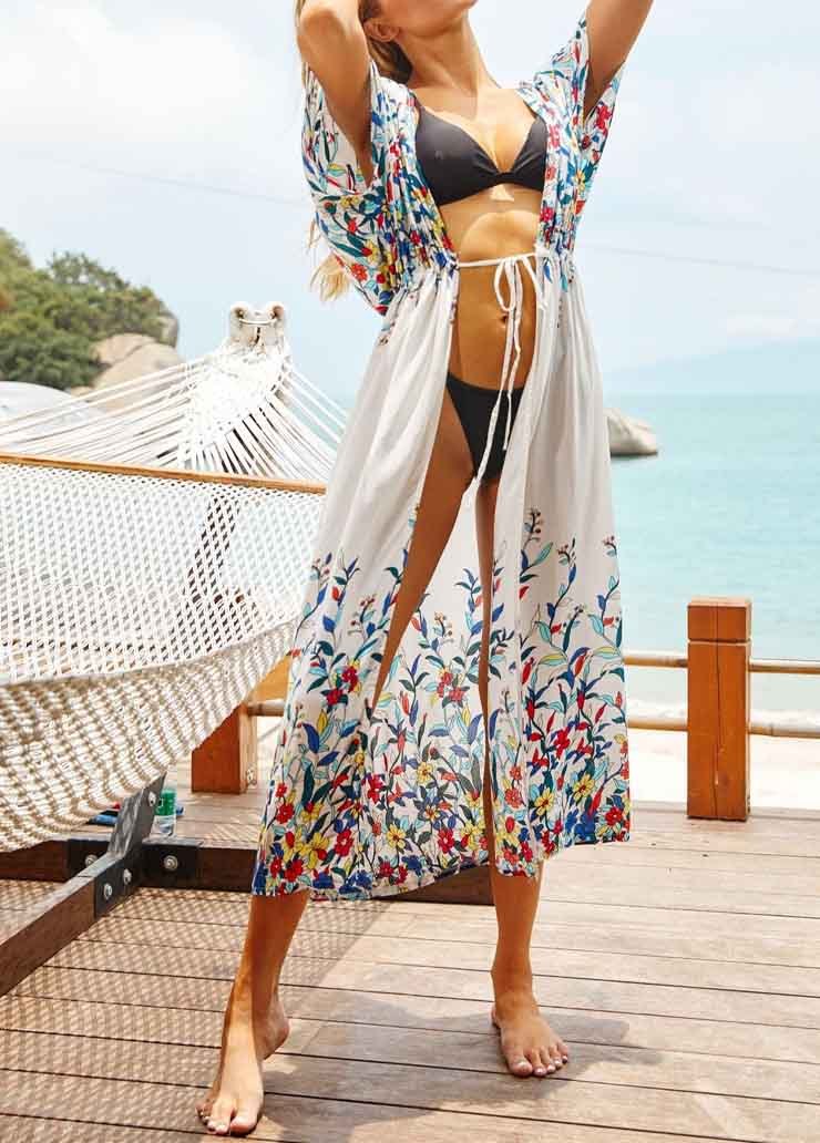 Floral Printed Wrap Cover Up