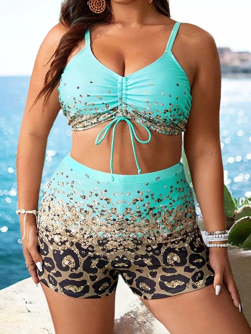 Hot Selling Positioning Print Halter Neck Bikini Set