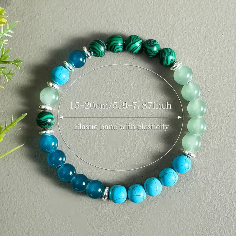 nxiety Relief Bracelet With 8mm Malachite & Blue Turquoise Beads