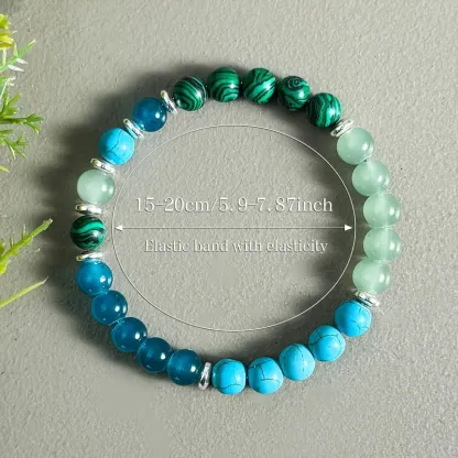 nxiety Relief Bracelet With 8mm Malachite & Blue Turquoise Beads