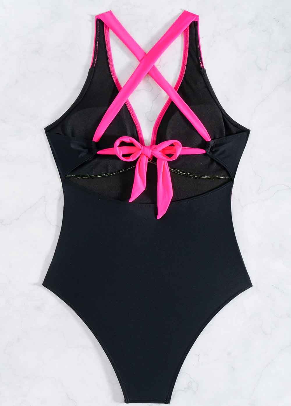 Spaghetti Strap Color Block One Piece Swimwear