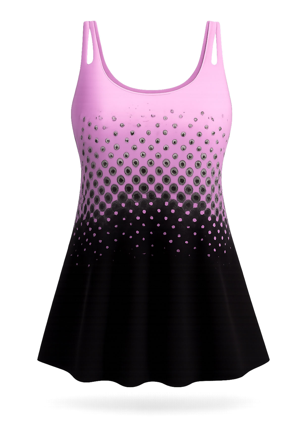 Pink Ombre Scoop Neck Flowy Tankini Set