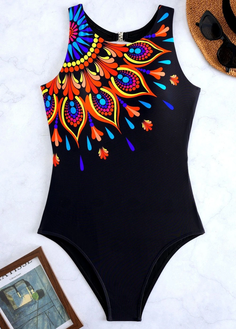 Vibrant Mediterranean Mandala One-Piece Swimsuit