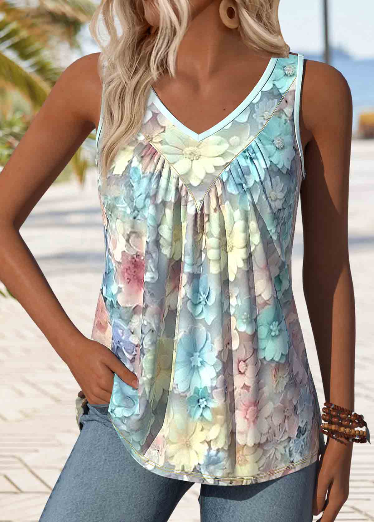 V Neck  Sleeveless Tank Top