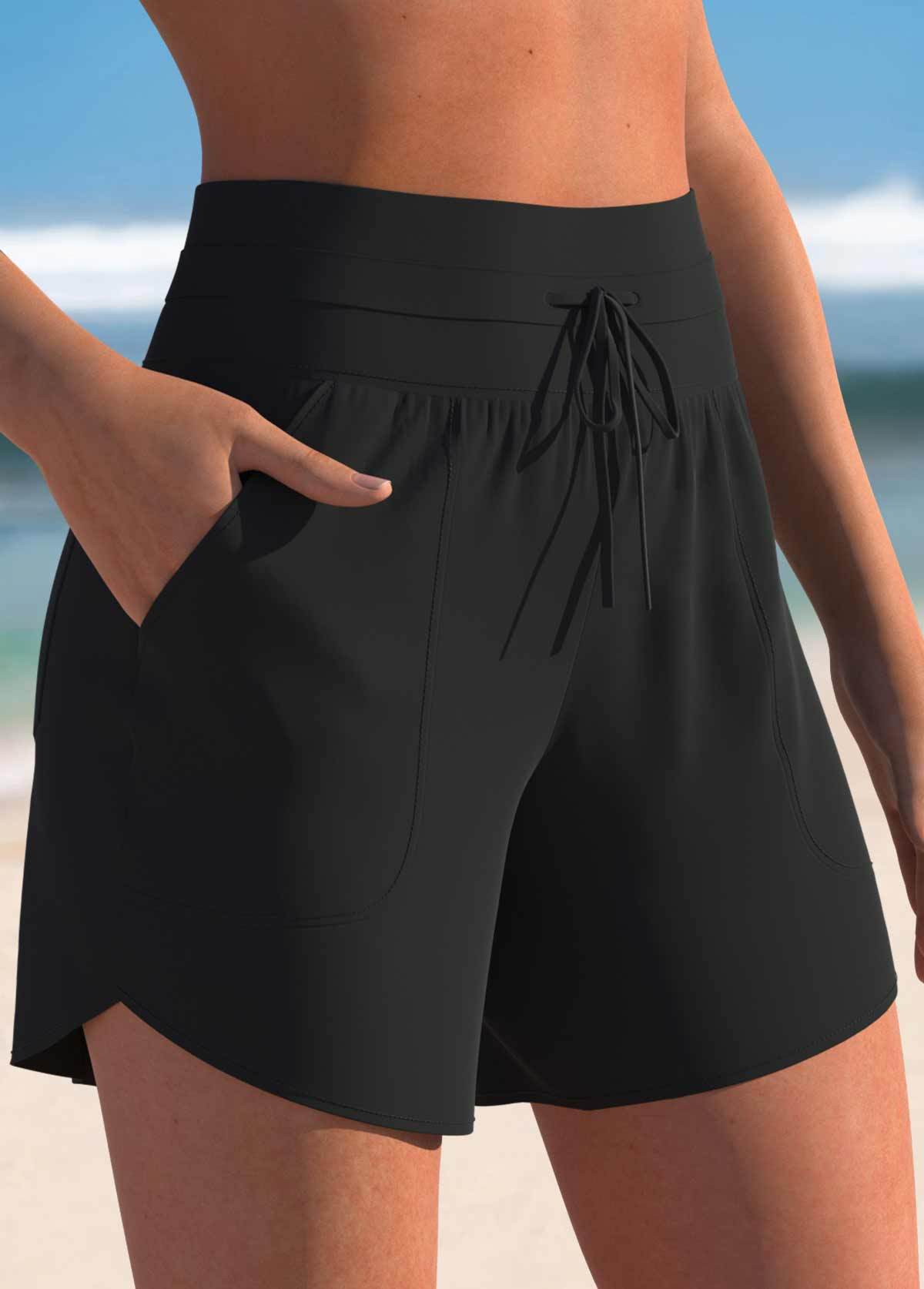 Mid Waisted Drawstring Swim&Yoga Shorts