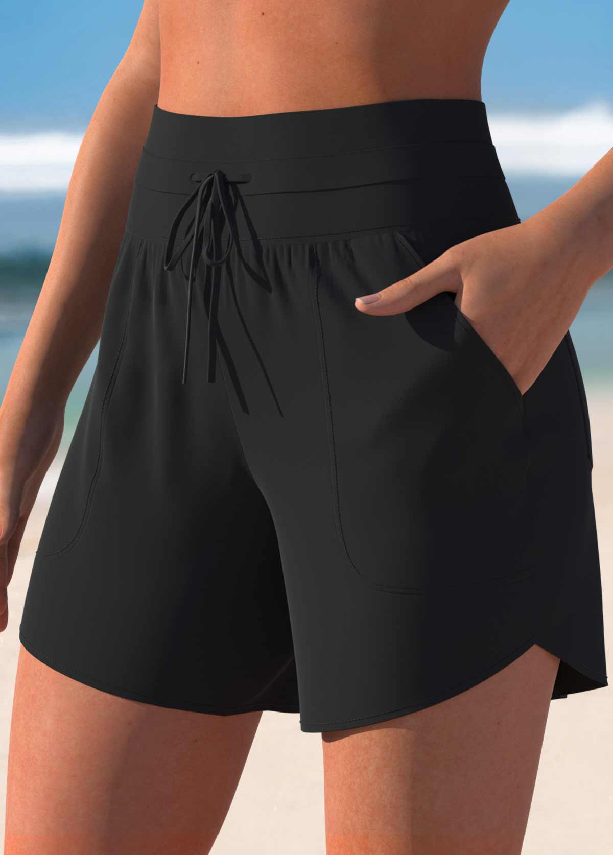 Mid Waisted  Drawstring Swim&Yoga Shorts