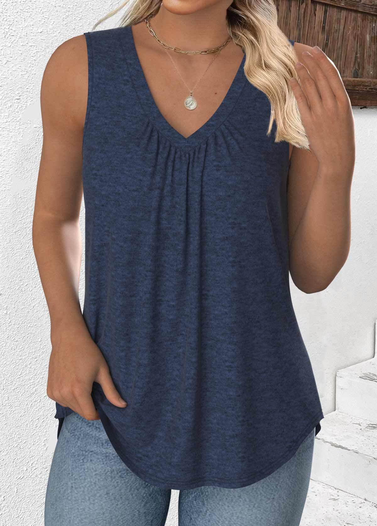 Sleeveless V Neck Tank Top