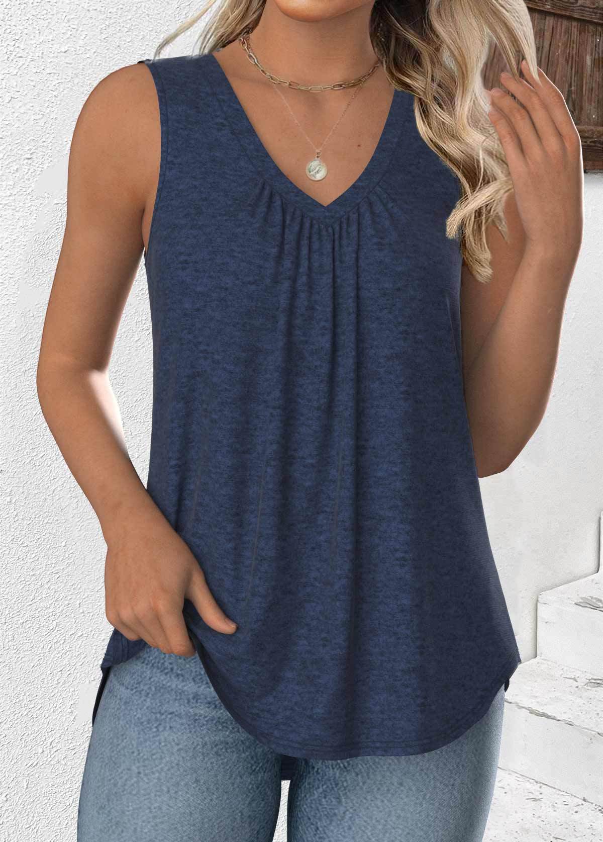 Sleeveless V Neck Tank Top