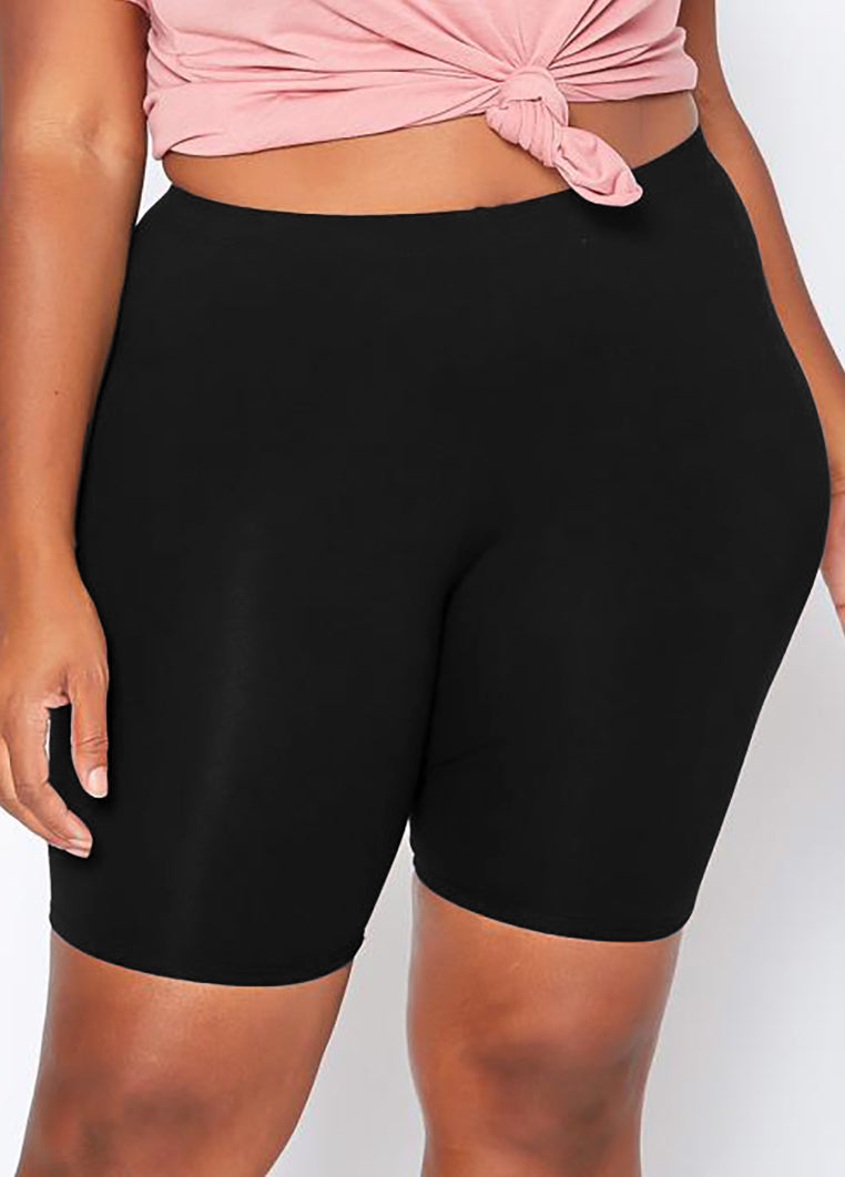 Plus Size Solid Stretch Biker Shorts