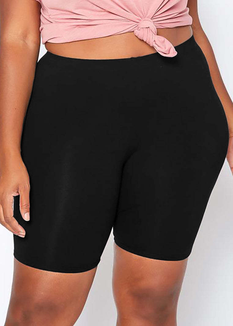 Plus Size Solid Stretch Biker Shorts