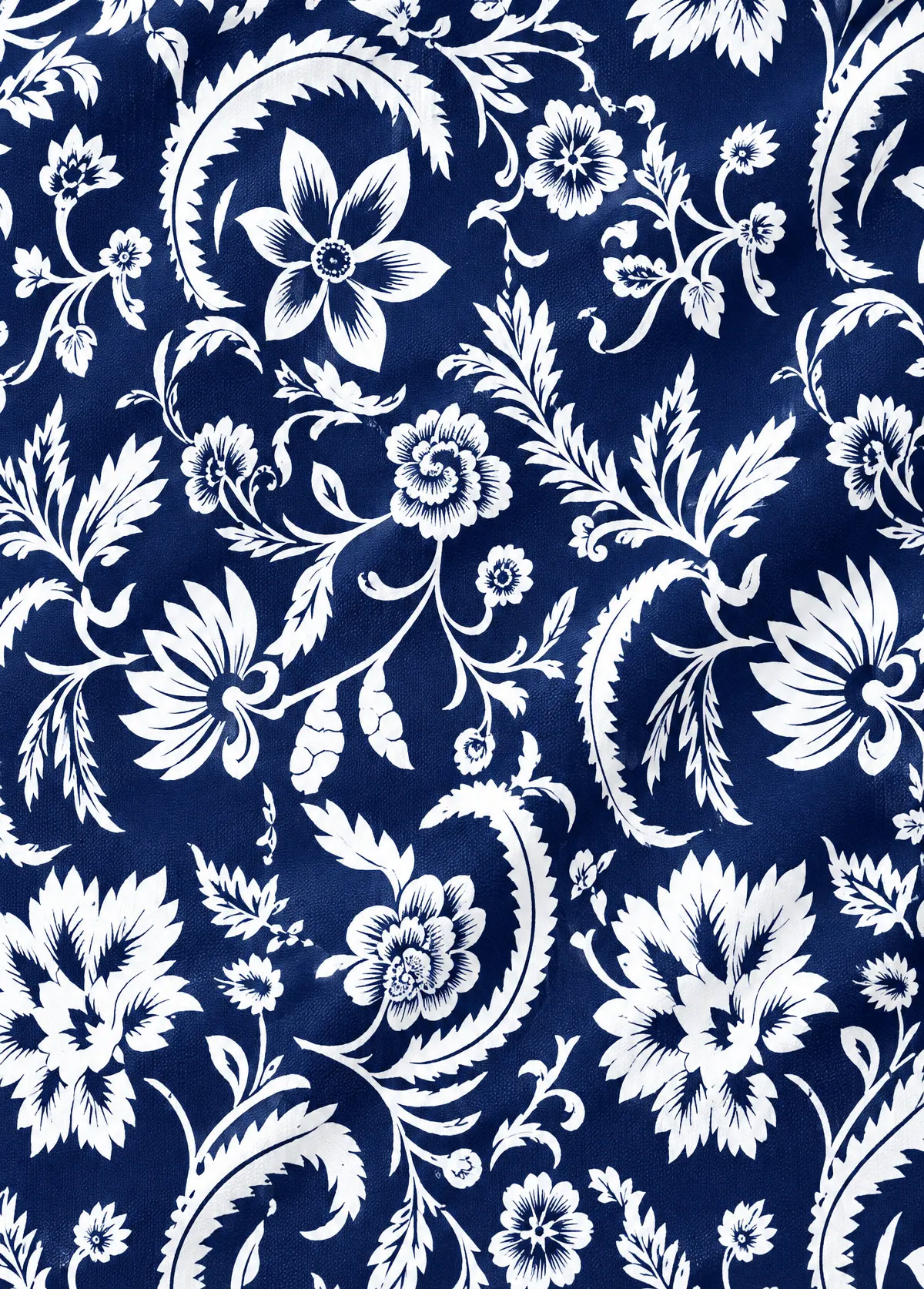 Navy Blue & White Floral Print Adjustable Strap Swing Tankini Set