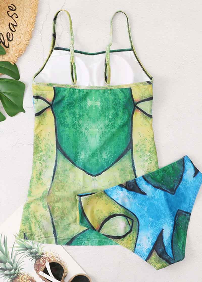 Retro Art Printed Tankini Set