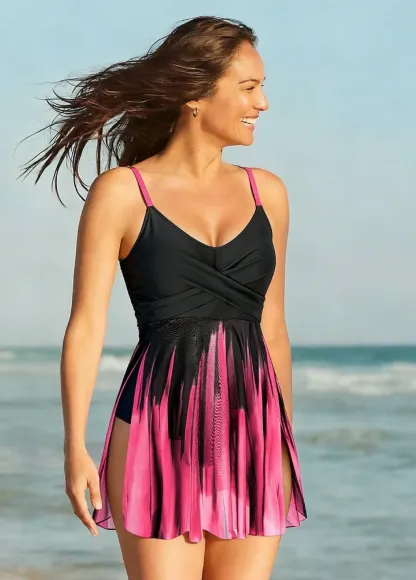 Chic Tie Dye Twist Front Swimsuit