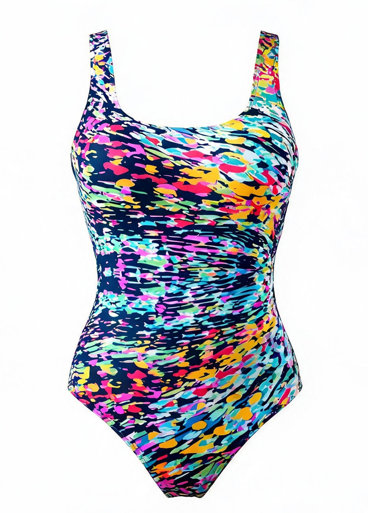 Multi Color Graphic Wrap Tummy Control Swimsuit