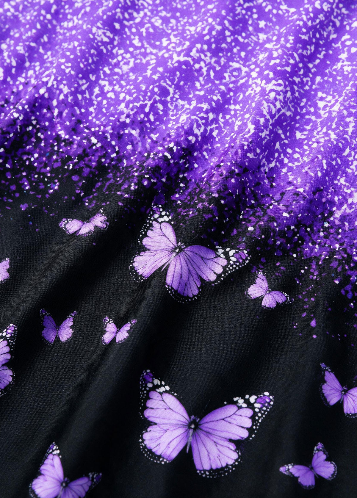 Purple Ombre Butterfly Print Swimdress Set