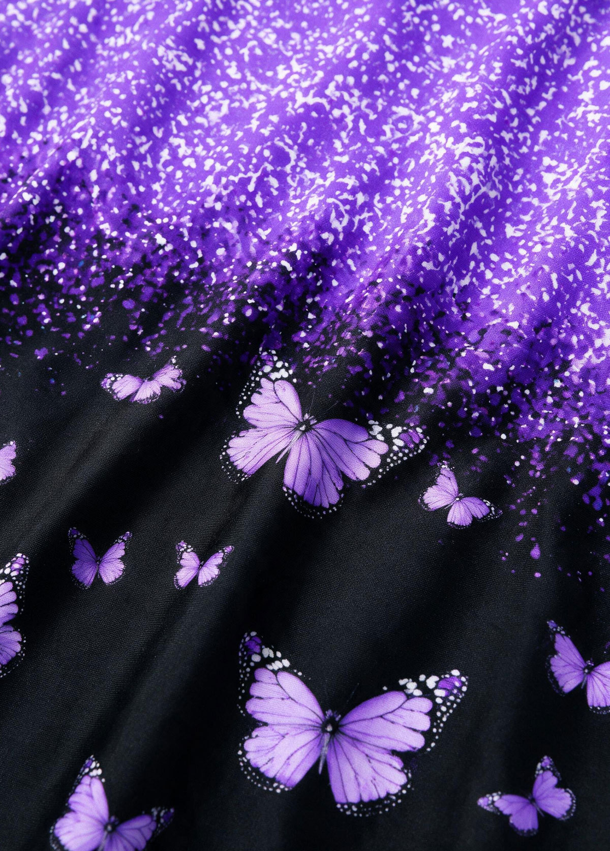 Purple Ombre Butterfly Print Swimdress Set