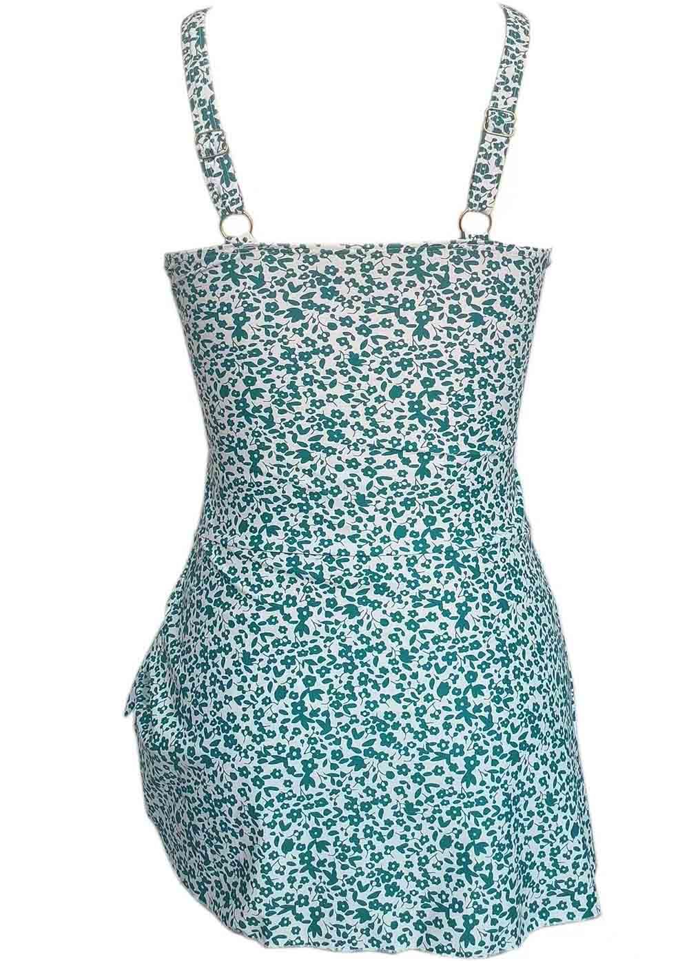Floral Print One Piece Swimdress And Panty